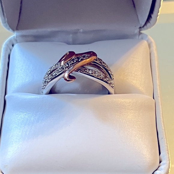 10kt Rose Gold-Sterling Silver Heart Ring - Picture 3 of 5